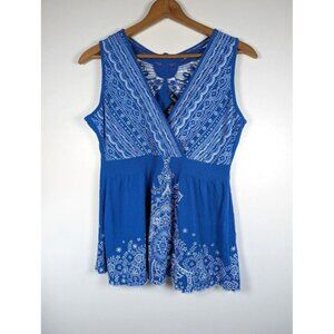 Vintage 90s Y2K Babydoll Tank Top Large Fairy Grunge Lace Butterfly Coquette ASO